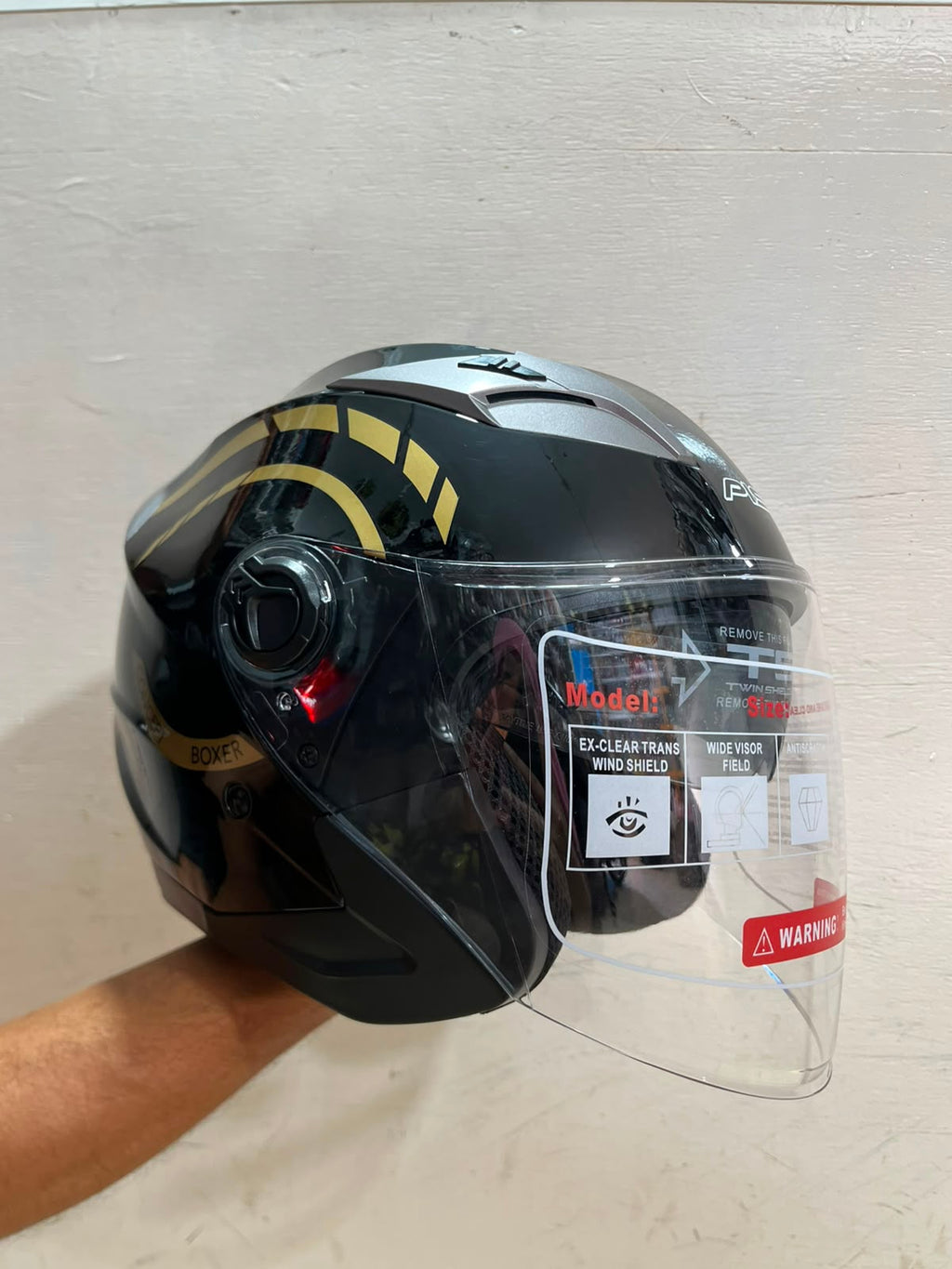 casque pista noir et jaune